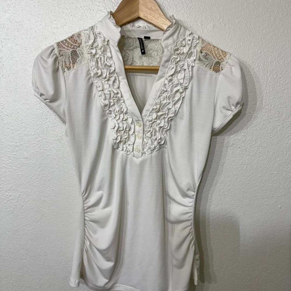 White lace ruffle top